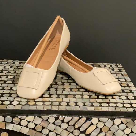 Journee Collection Shoes - DELETES 4 GOOD MIDNIGHT TONIGHT JOURNEE Zimia Beige Flats Size 8 NIB